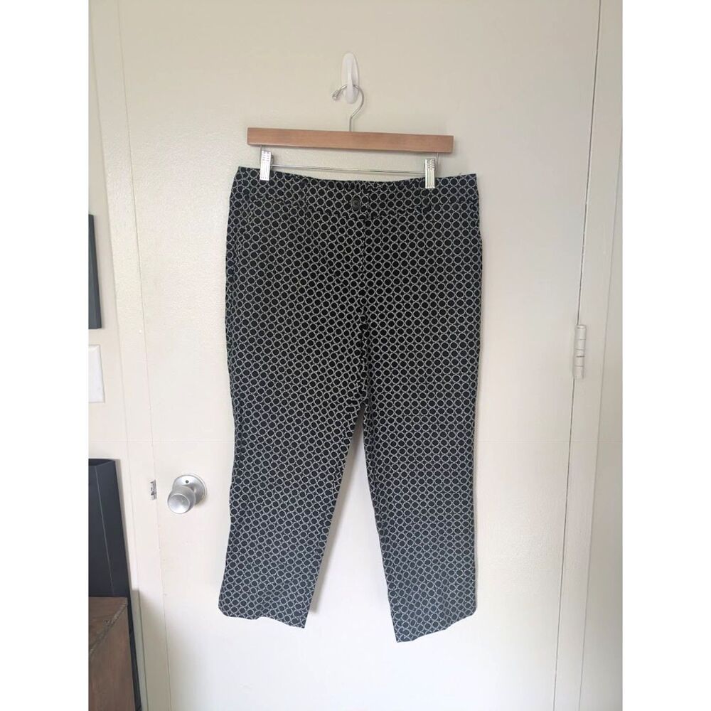 Hilary Radley Trellis Pattern Print Split Hem Capri Pants Sz 10